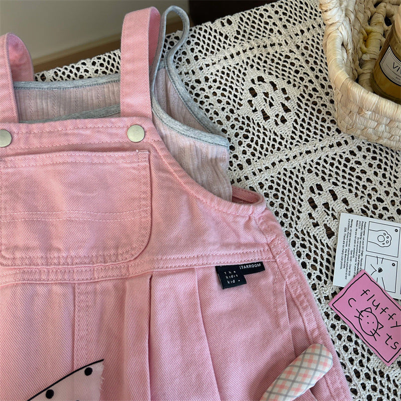 Pink Denim Overalls