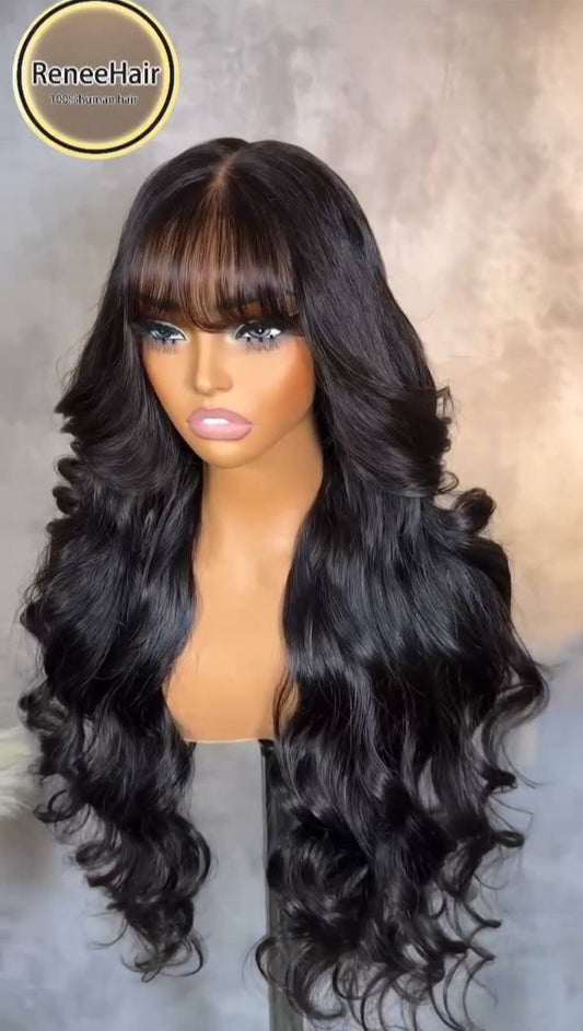 black fluffy loose wave human hair