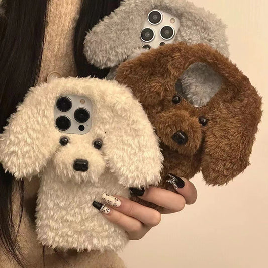 Fuzzy Dog Plush Phone Case