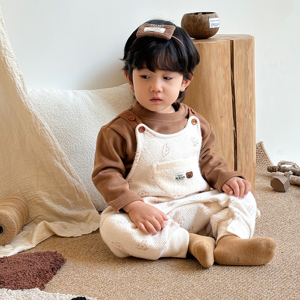 Bear Embroidered Overalls jumpsuit