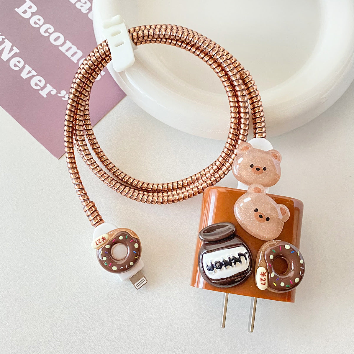 Cute Bear-Themed Charger and Cable Set