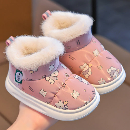 Bear Print Slip-Ons Boots