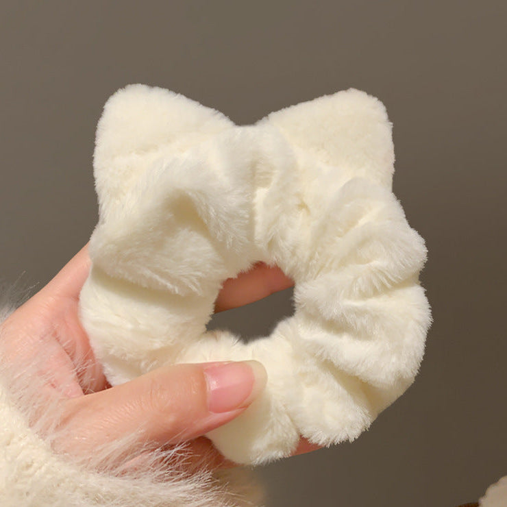 Fuzzy Bow Scrunchie Set