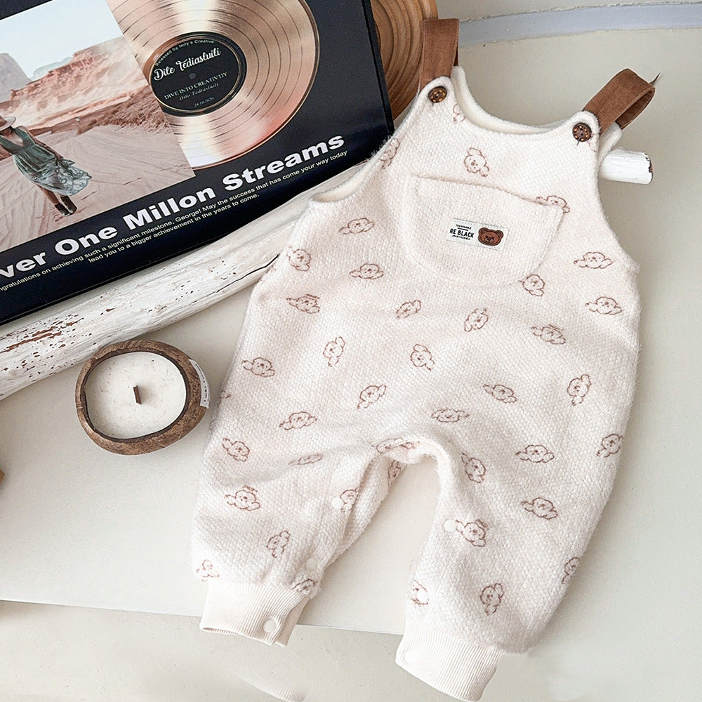 Bear Embroidered Overalls jumpsuit