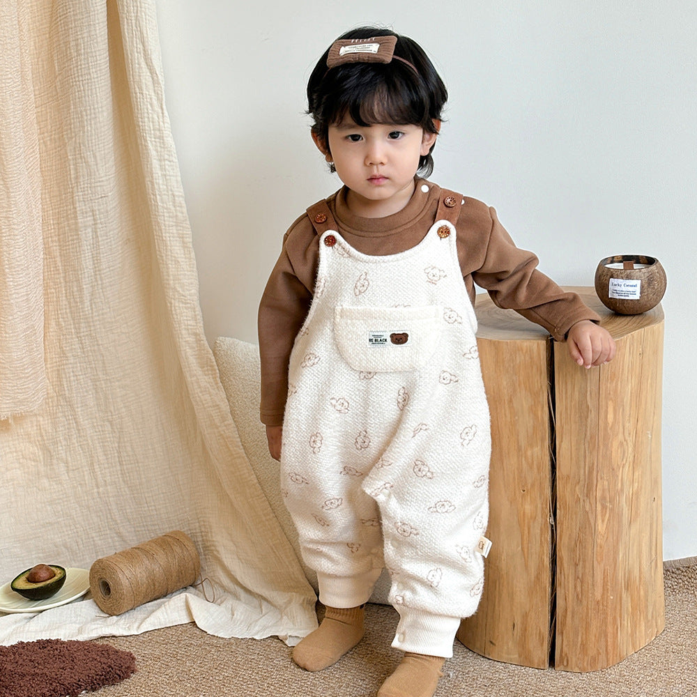 Bear Embroidered Overalls jumpsuit
