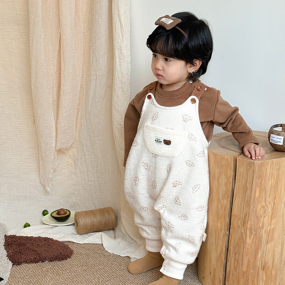 Bear Embroidered Overalls jumpsuit
