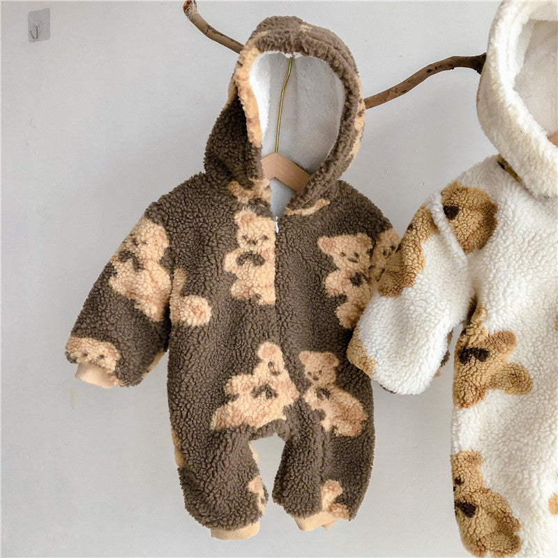 Adorable Teddy Bear Print Snowsuits