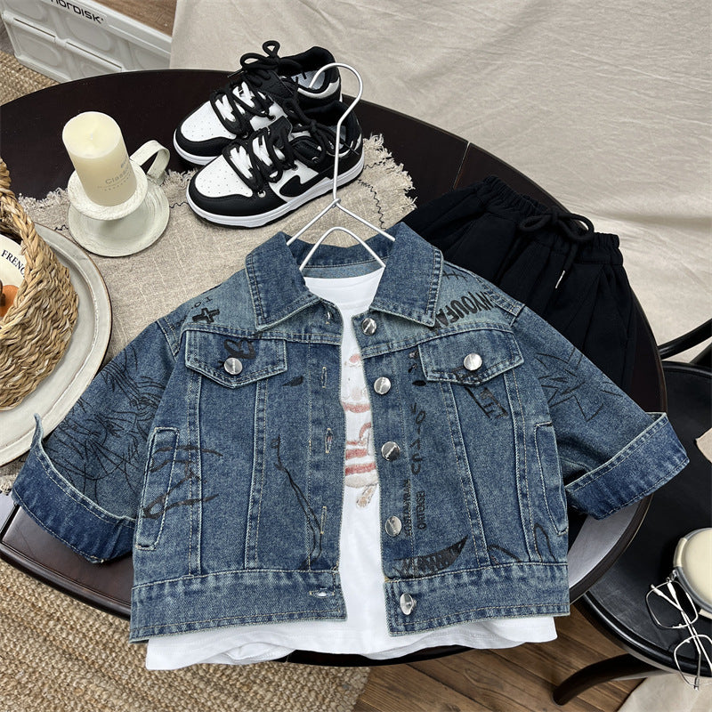 Edgy Denim Jacket Ensemble