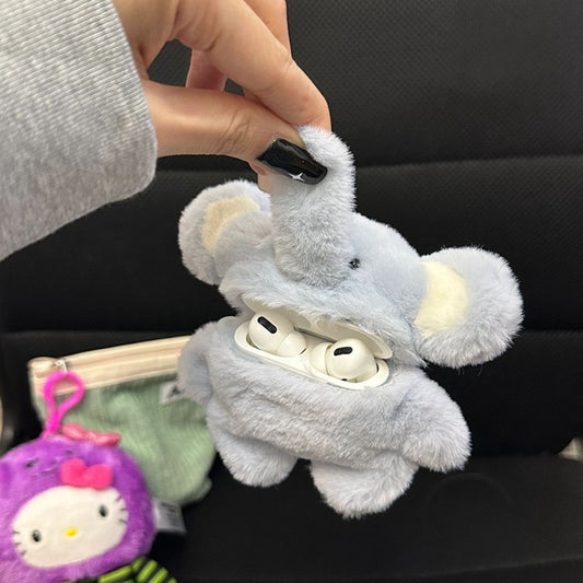 Fluffy Elephant Earbud Case