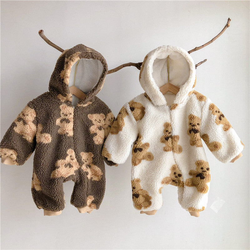 Adorable Teddy Bear Print Snowsuits