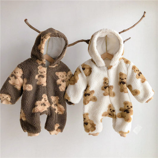 Adorable Teddy Bear Print Snowsuits
