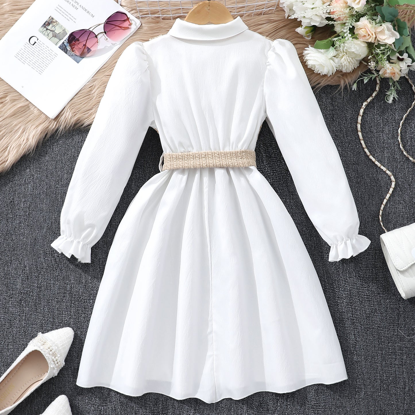 Elegant Two-Tone Dress with Belt