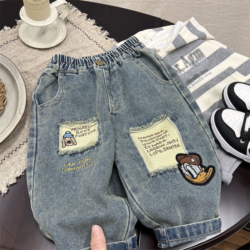 Fun Patchwork Denim Pants