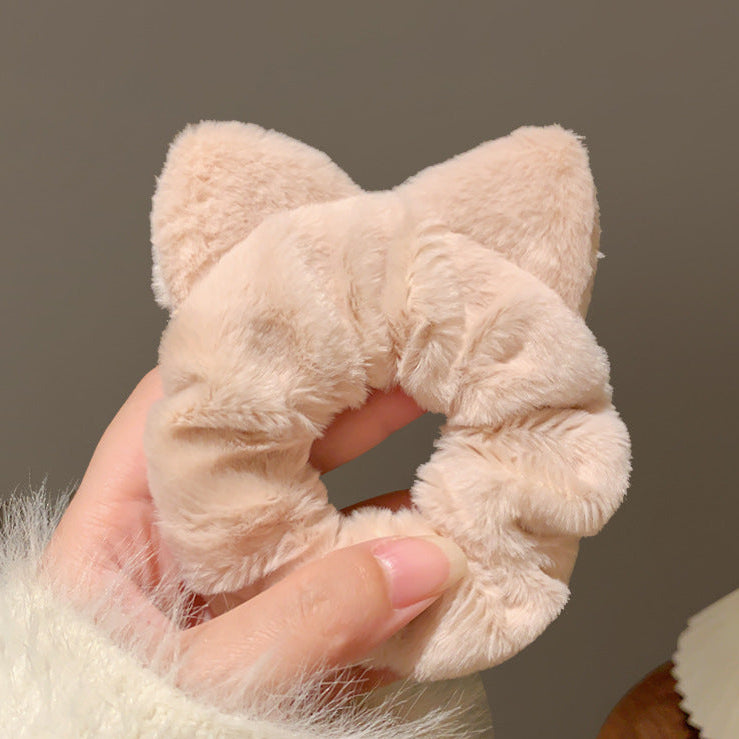 Fuzzy Bow Scrunchie Set