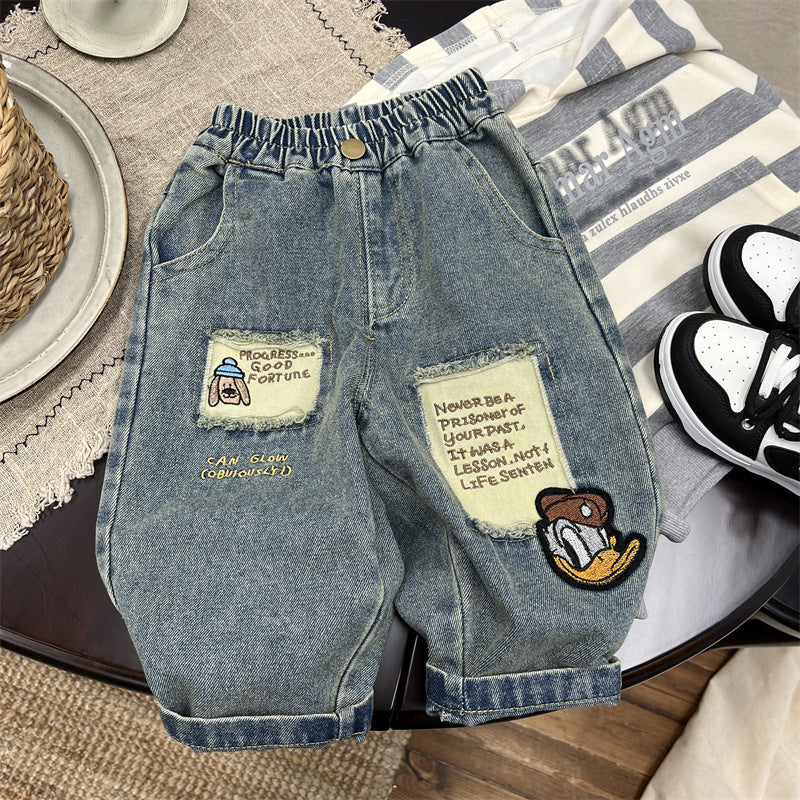 Fun Patchwork Denim Pants