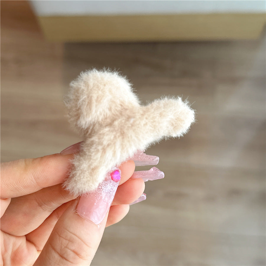 Fuzzy Bow Hair Clips