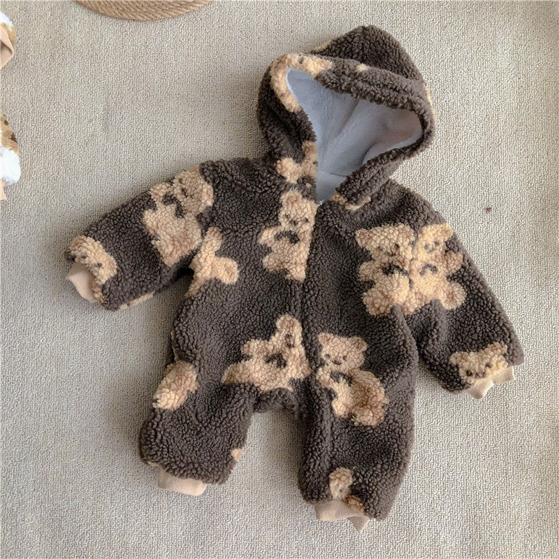 Adorable Teddy Bear Print Snowsuits