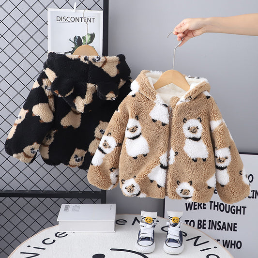 Panda Print Plush Jacket