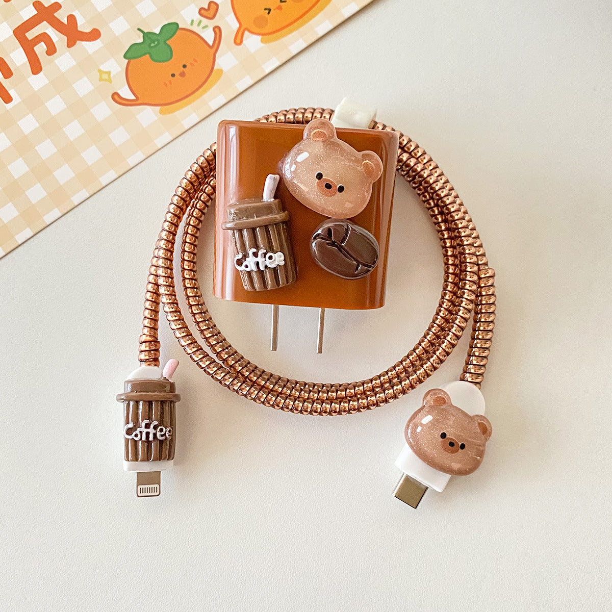 Cute Bear-Themed Charger and Cable Set