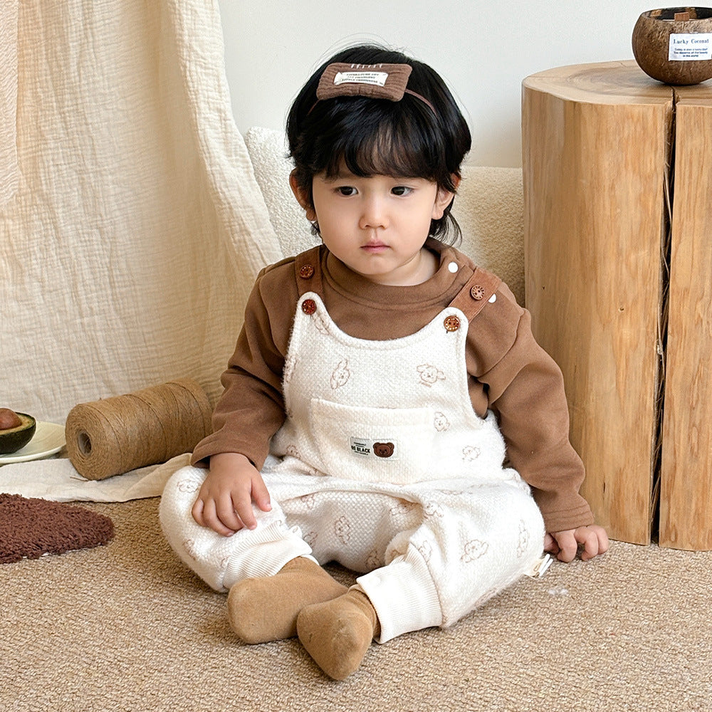 Bear Embroidered Overalls jumpsuit
