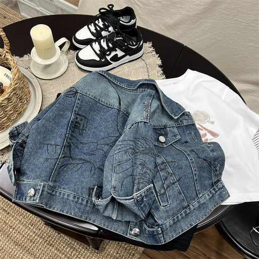 Edgy Denim Jacket Ensemble