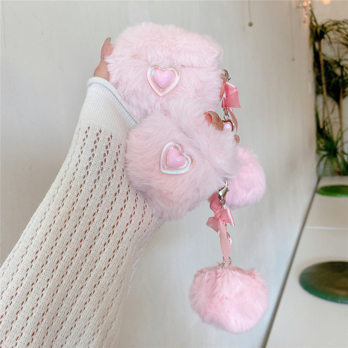 Adorable Pink Furry AirPods Case