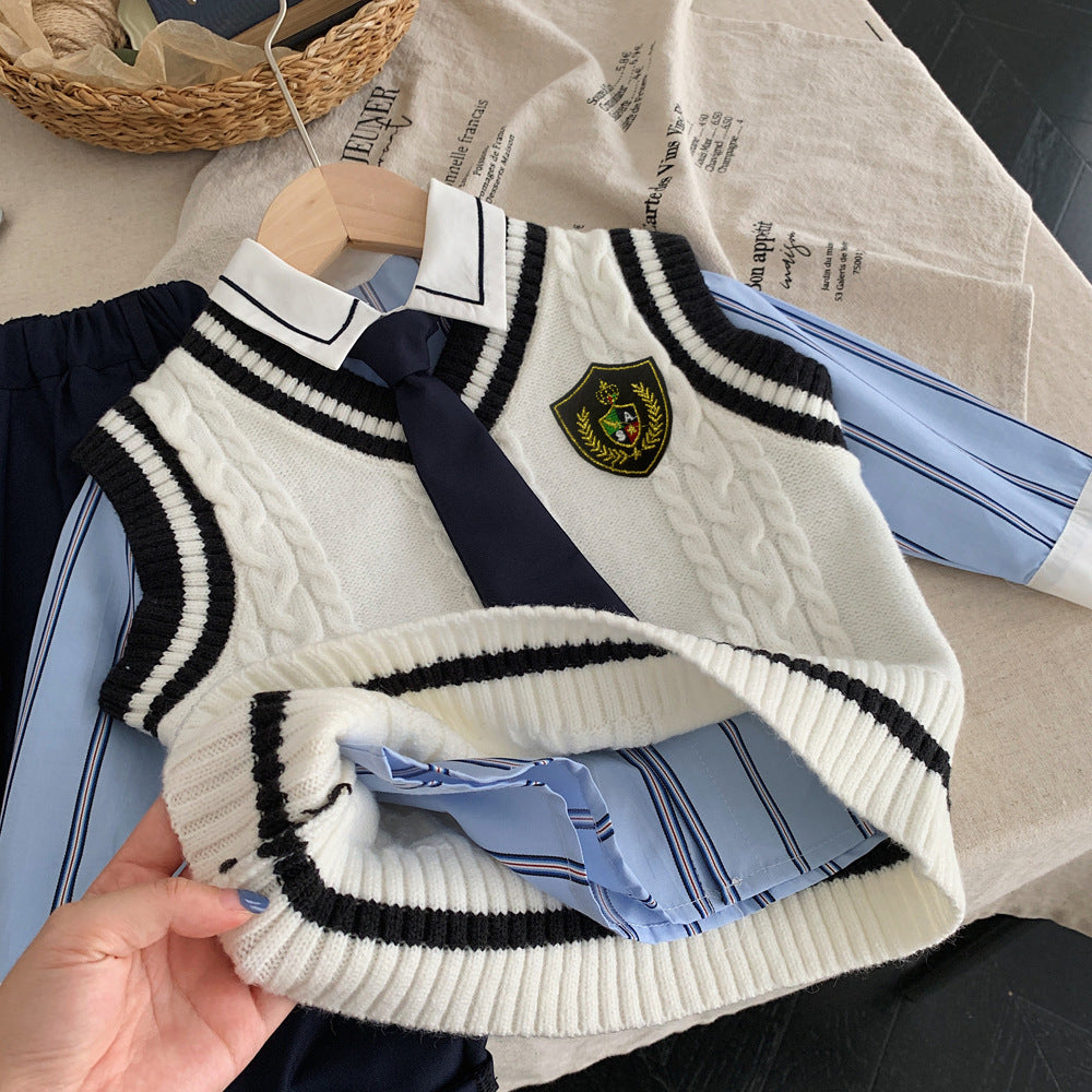 Preppy Knit Vest Set