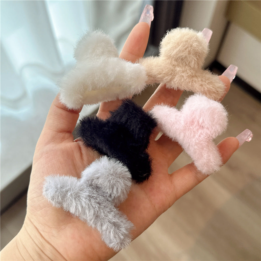 Fuzzy Bow Hair Clips