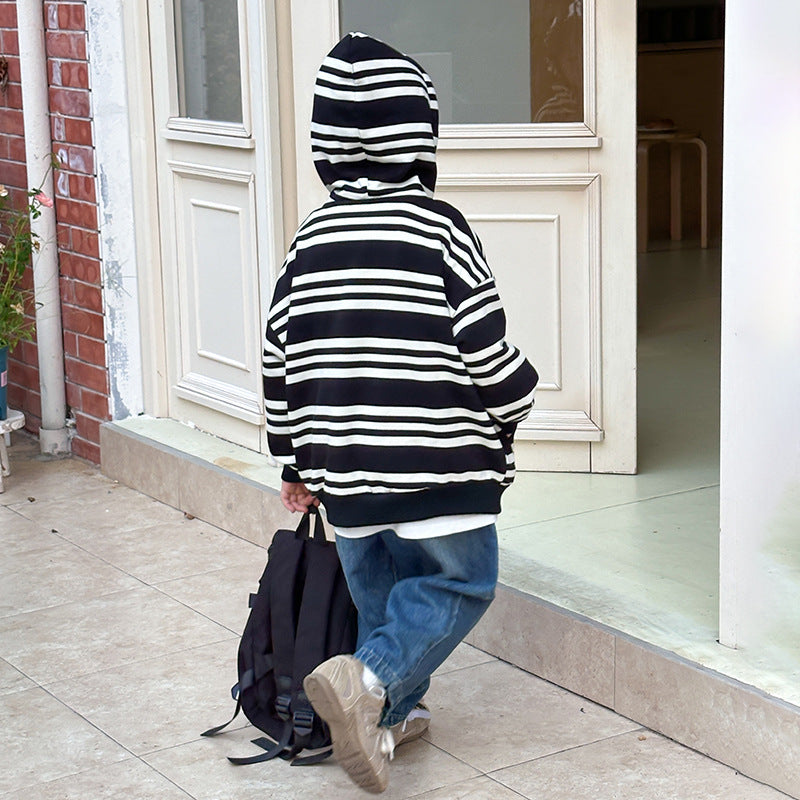 Striped Zip-Up Hoodie