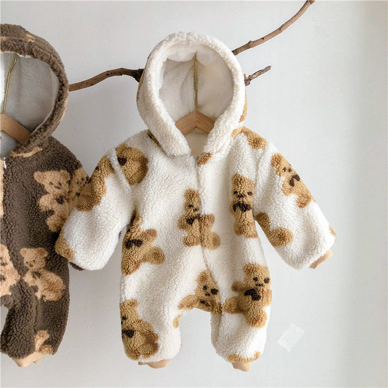 Adorable Teddy Bear Print Snowsuits