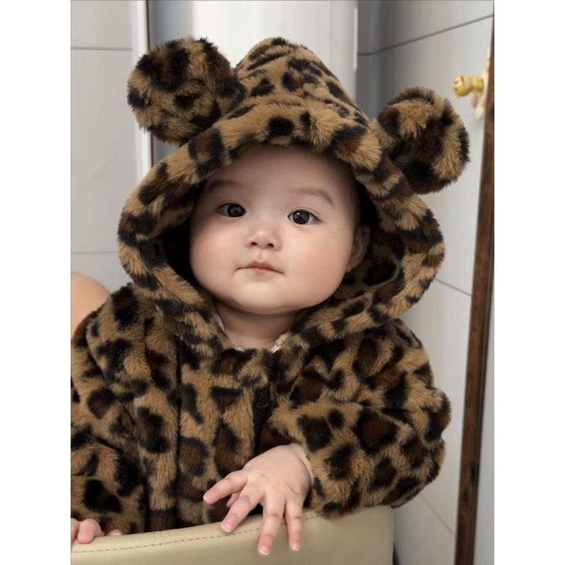 Wild Leopard Print Plush Snowsuit