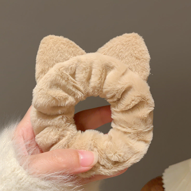 Fuzzy Bow Scrunchie Set