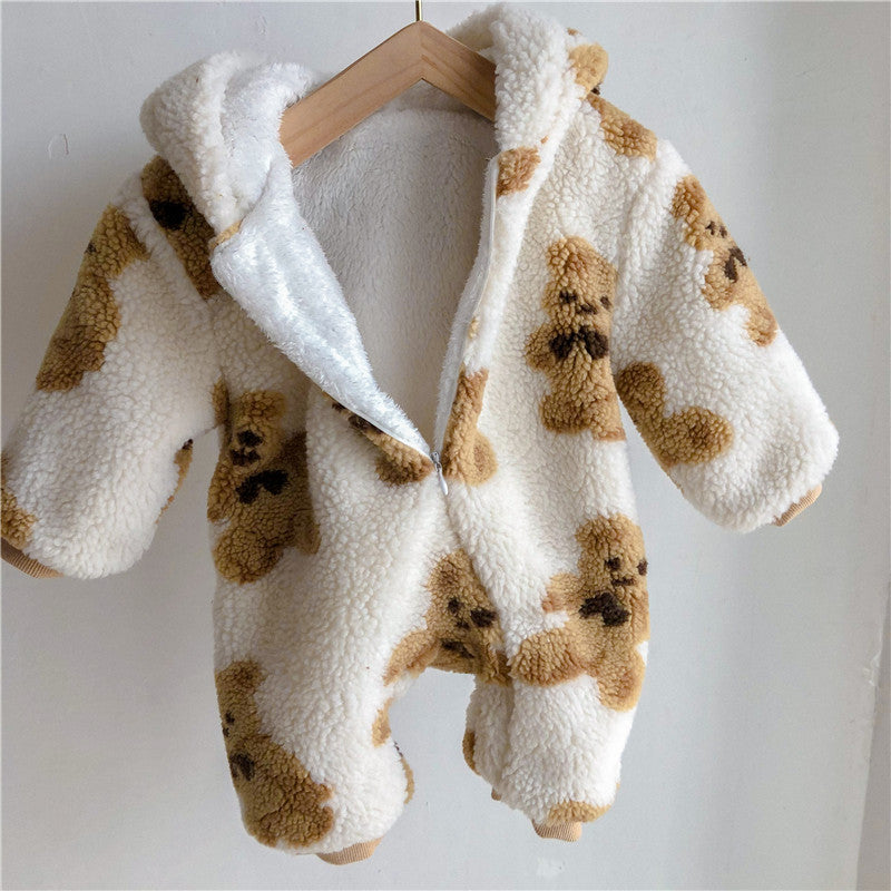 Adorable Teddy Bear Print Snowsuits