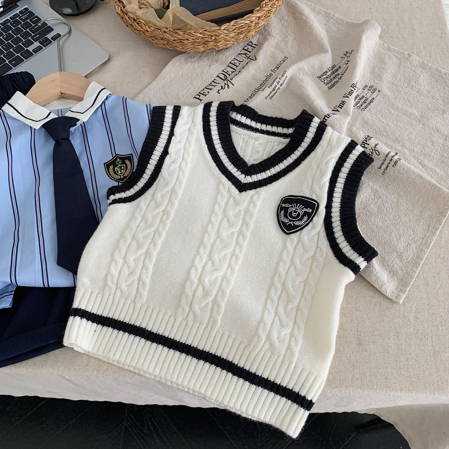 Preppy Knit Vest Set