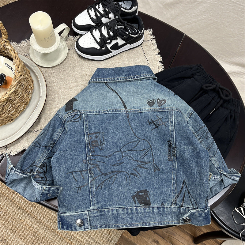 Edgy Denim Jacket Ensemble